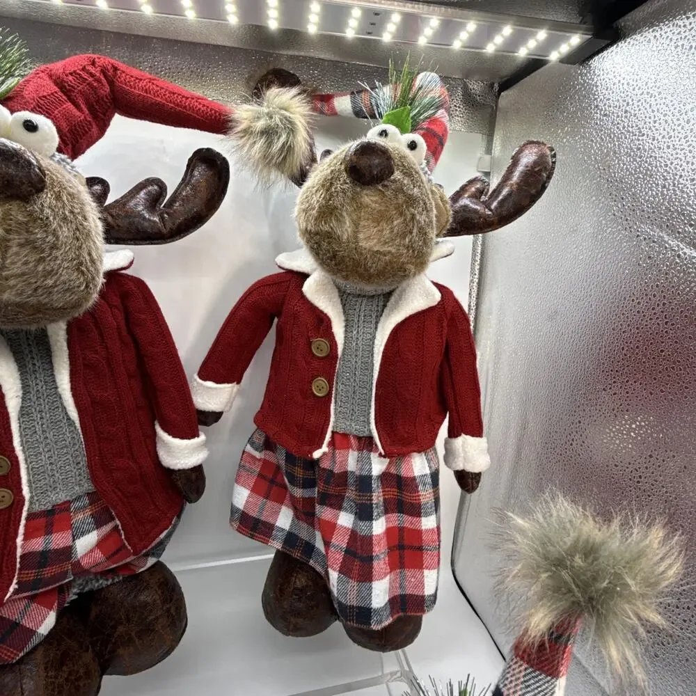 Member's Mark 4 Pc Plush Moose Set W/Adjustable Height On Legs Of Ma & Pa Xmas⬇️